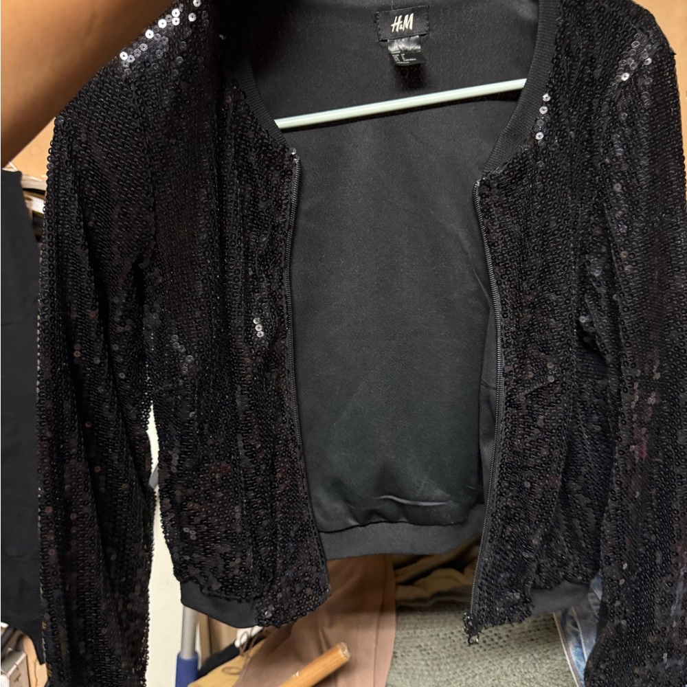 H&M Shimmering Black Sequin Blazer